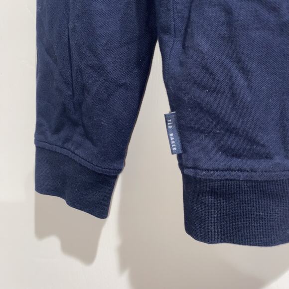 TED BAKER Designer Men Button Up Knit Jacket Cotton Navy Blue Ted 4 Sz Large - Picture 8 of 12